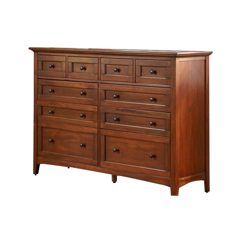 Kingfisher Lane 10-Drawer Solid Wood Master Dresser in Cherry Brown