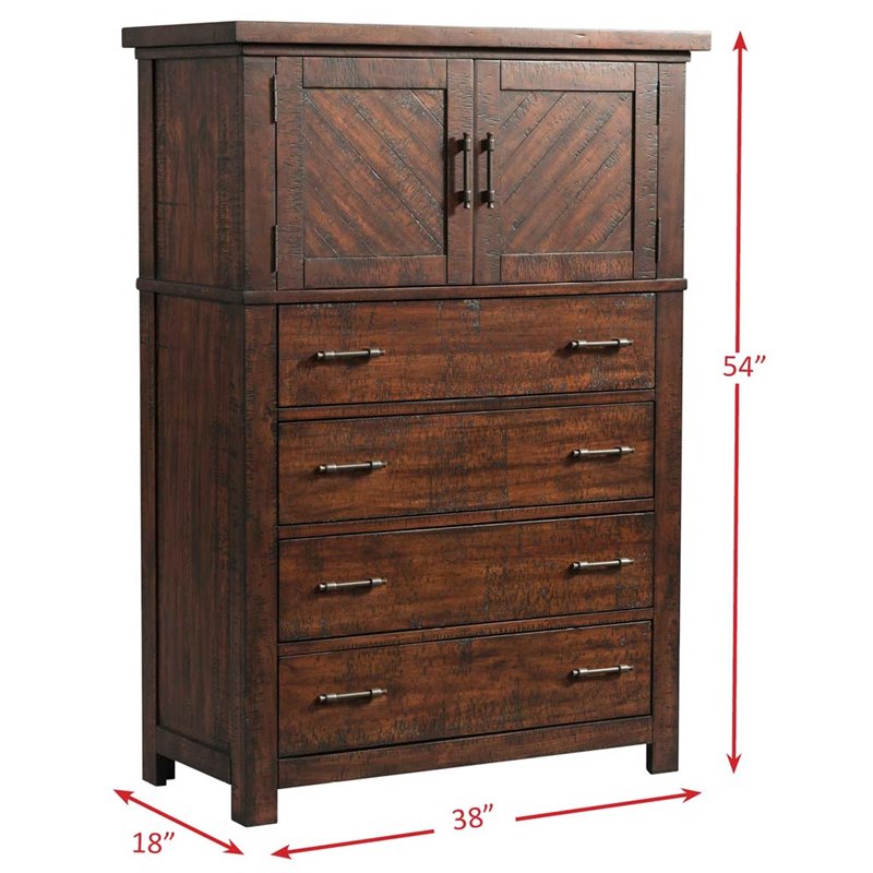 Kingfisher Lane 4-Drawer Poplar Wood Storage Chest in Walnut