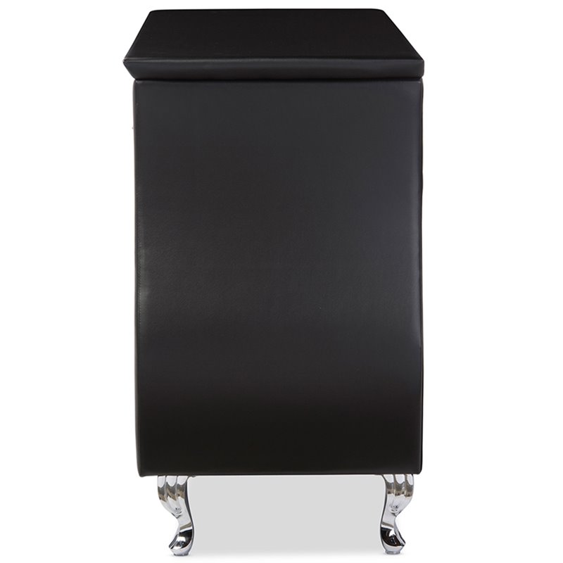 Kingfisher Lane 6-Drawer Faux Leather Double Dresser in Black