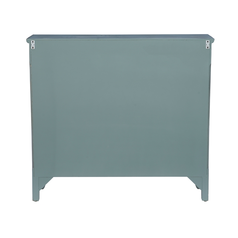 Kingfisher Lane Slim Console Cabinet in Antique Blue with White Panels