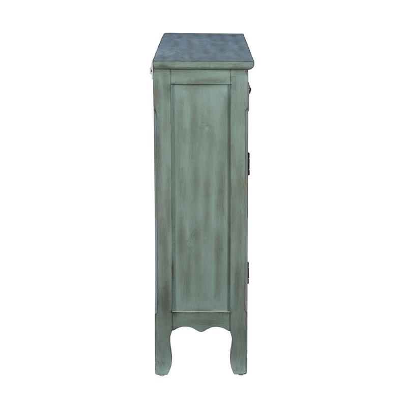 Kingfisher Lane Slim Console Cabinet in Antique Blue with White Panels