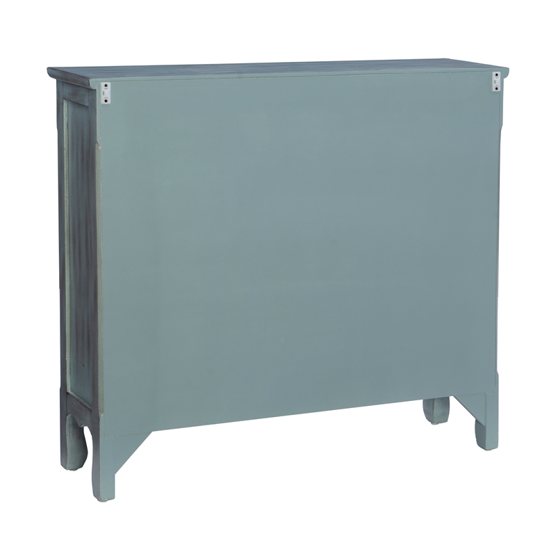 Kingfisher Lane Slim Console Cabinet in Antique Blue with White Panels