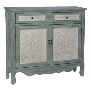 Kingfisher Lane Slim Console Cabinet in Antique Blue with White Panels