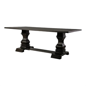 Kingfisher Lane Rustic Solid Wood Pedestal Dining Table in Antique Black