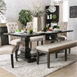 Kingfisher Lane Rustic Solid Wood Pedestal Dining Table in Antique Black