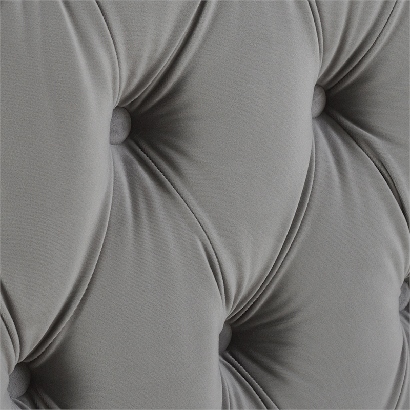Kingfisher Lane Queen Tufted Velvet Wingback Bed in Opal Grey