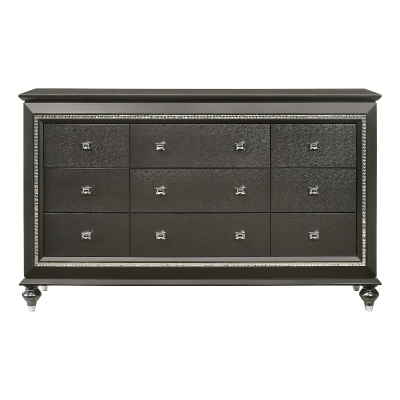 Kingfisher Lane Contemporary 9-Drawer Wood Dresser in Metallic Gray