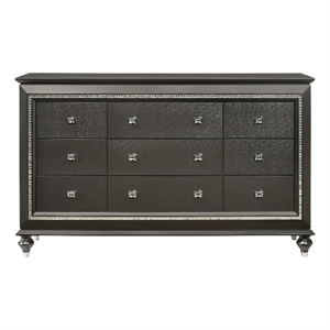 Kingfisher Lane Contemporary 9-Drawer Wood Dresser in Metallic Gray