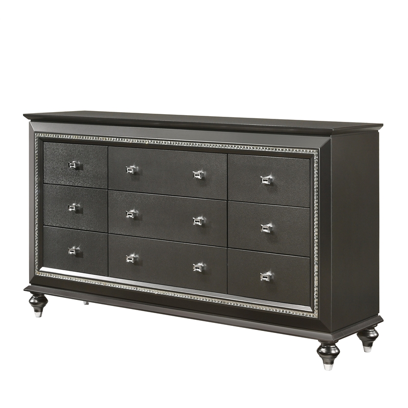 Kingfisher Lane Contemporary 9-Drawer Wood Dresser in Metallic Gray