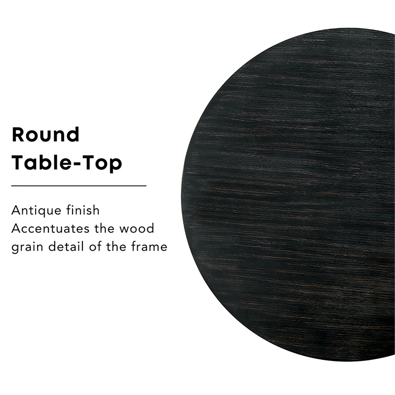 Kingfisher Lane Solid Wood Round Pedestal Dining Table in Antique Black