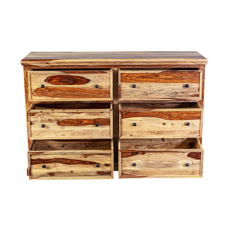 Kingfisher Lane Solid Sheesham Wood 6-Drawer Dresser in Natural