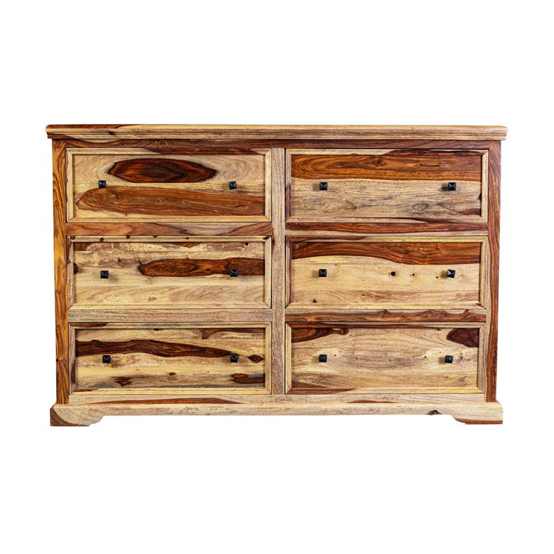 Kingfisher Lane Solid Sheesham Wood 6-Drawer Dresser in Natural