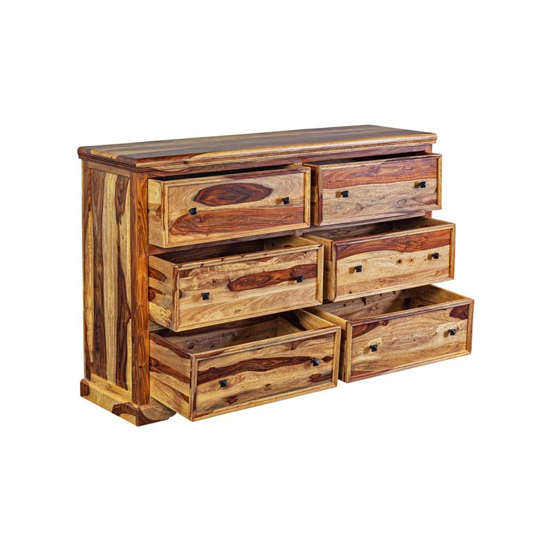 Kingfisher Lane Solid Sheesham Wood 6-Drawer Dresser in Natural