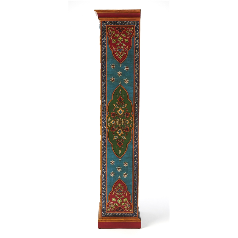 Kingfisher Lane Contemporary Hand Painted Tall Storage Cabinet in Brown