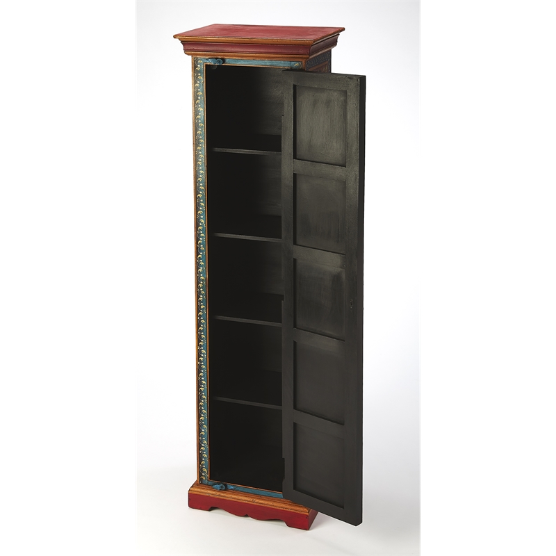 Kingfisher Lane Contemporary Hand Painted Tall Storage Cabinet in Brown