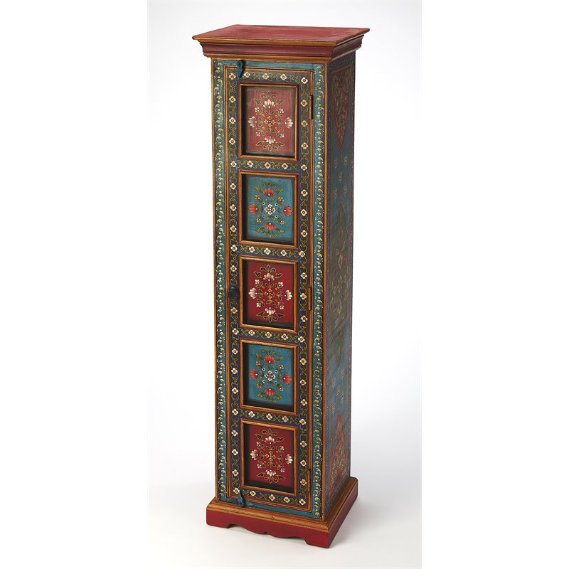 Kingfisher Lane Contemporary Hand Painted Tall Storage Cabinet in Brown