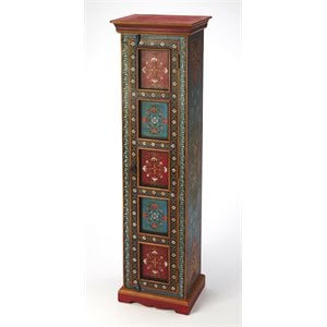 Kingfisher Lane Contemporary Hand Painted Tall Storage Cabinet in Brown