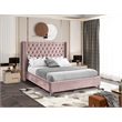 Kingfisher Lane Contemporary Tufted Pink Velvet Wingback King Bed Frame
