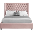 Kingfisher Lane Contemporary Tufted Pink Velvet Wingback King Bed Frame