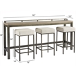 Kingfisher Lane Console Table with 3 Stools Gray Metal and Wood Top