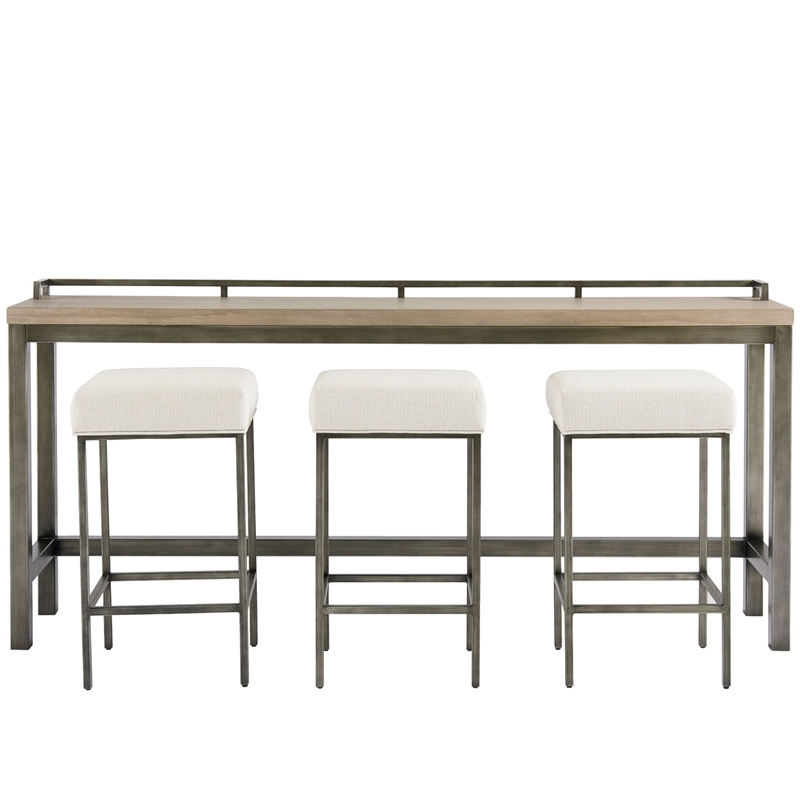 Kingfisher Lane Console Table with 3 Stools Gray Metal and Wood Top