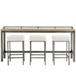 Kingfisher Lane Console Table with 3 Stools Gray Metal and Wood Top
