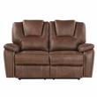 Kingfisher Lane Brown Faux Leather Manual Reclining Loveseat