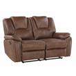 Kingfisher Lane Brown Faux Leather Manual Reclining Loveseat