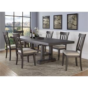 Kingfisher Lane 7-Piece Farmhouse Dining Set Dusky Cedar with Leaves