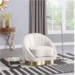 Kingfisher Lane Contemporary Cream Velvet Shell Accent Chair Gold Base