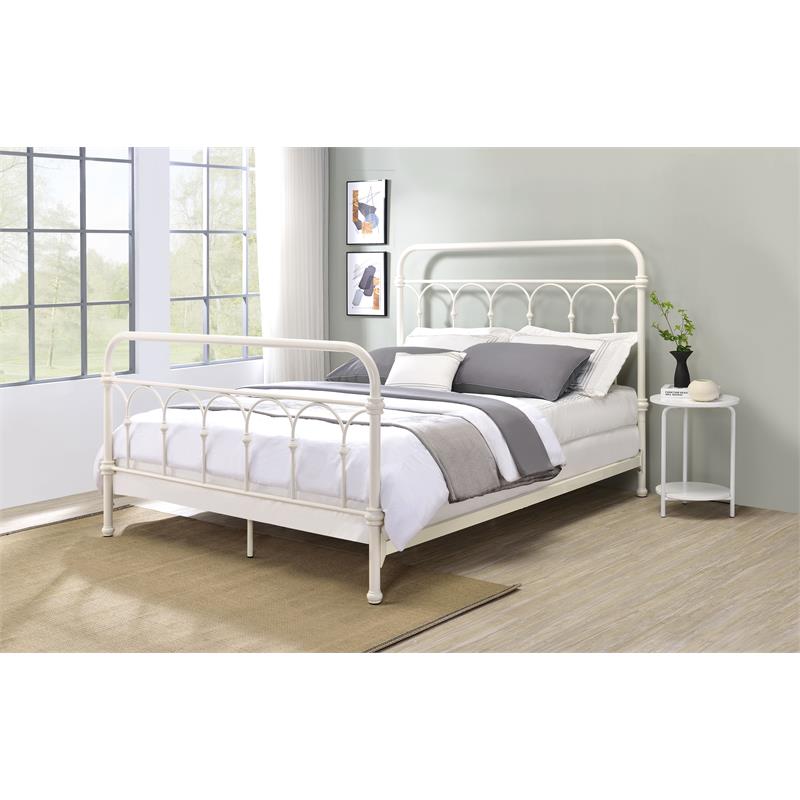 Kingfisher Lane Metal Full Bed with Spindle Headboard Footboard in White