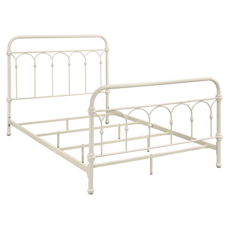 Kingfisher Lane Metal Full Bed with Spindle Headboard Footboard in White