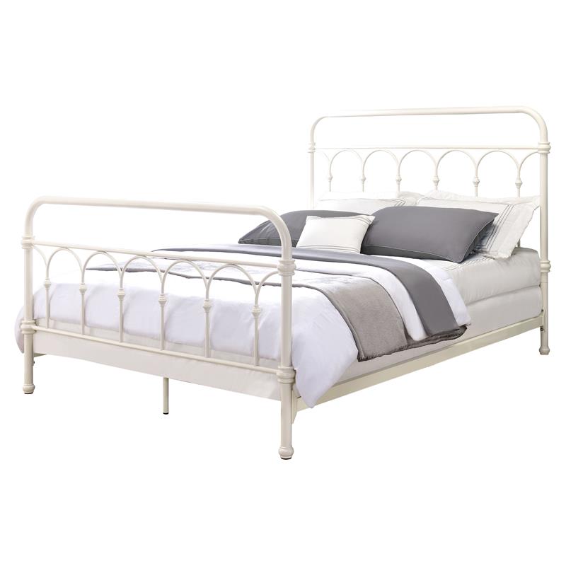 Kingfisher Lane Metal Full Bed with Spindle Headboard Footboard in White