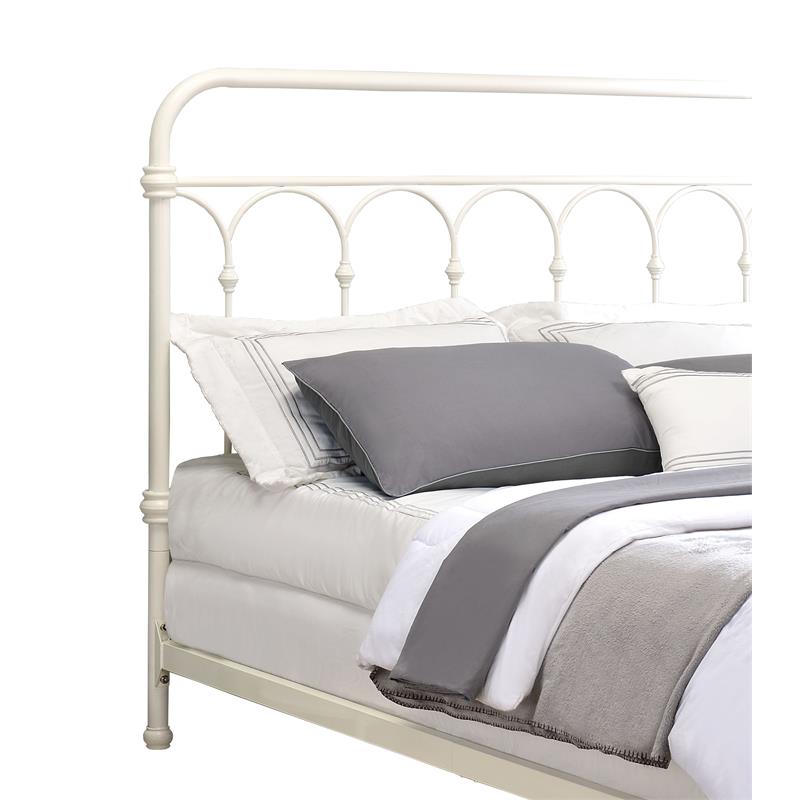 Kingfisher Lane Metal Full Bed with Spindle Headboard Footboard in White