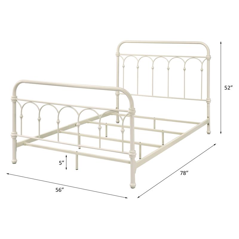 Kingfisher Lane Metal Full Bed with Spindle Headboard Footboard in White