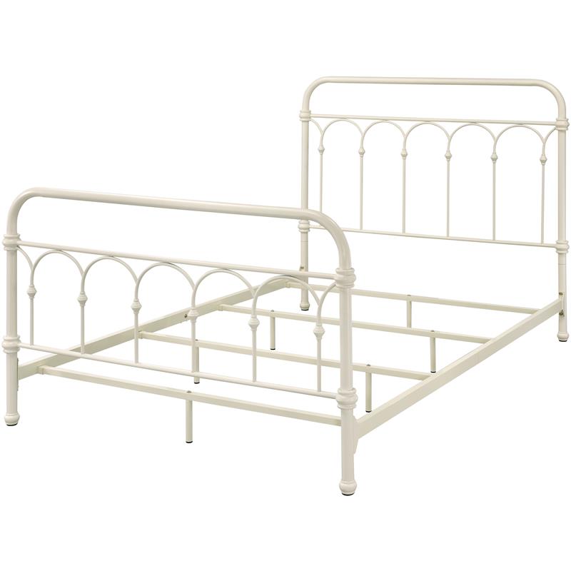 Kingfisher Lane Metal Full Bed with Spindle Headboard Footboard in White