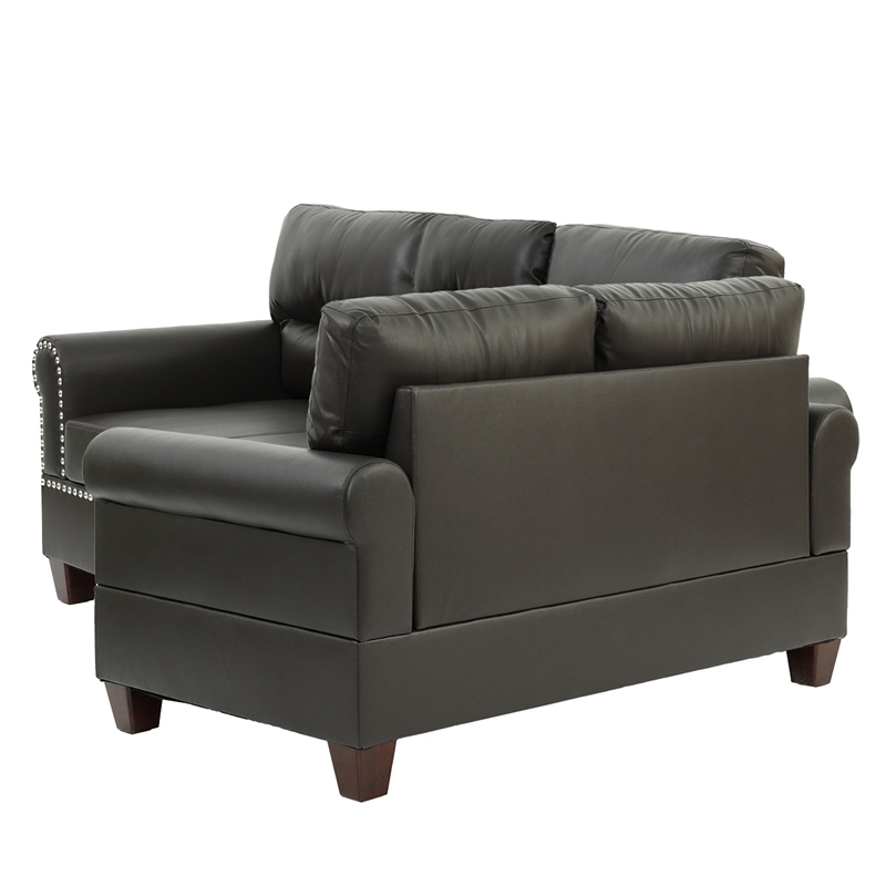 Kingfisher Lane 2-Piece Faux Leather Sofa and Loveseat Set in Espresso