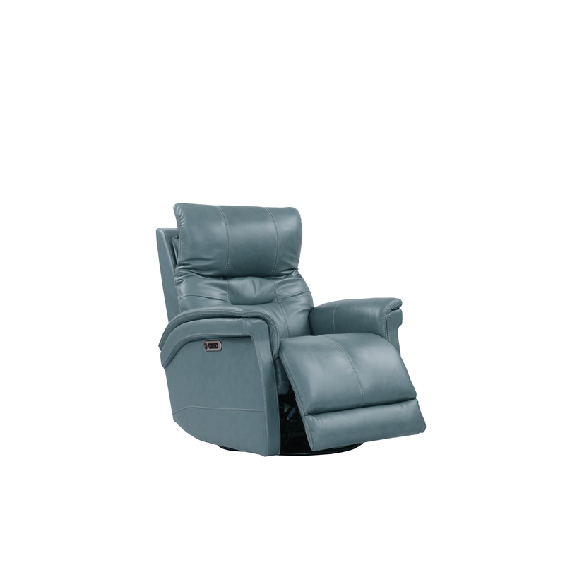 Kingfisher Lane Leather Cordless Power Swivel Glider Recliner in Blue