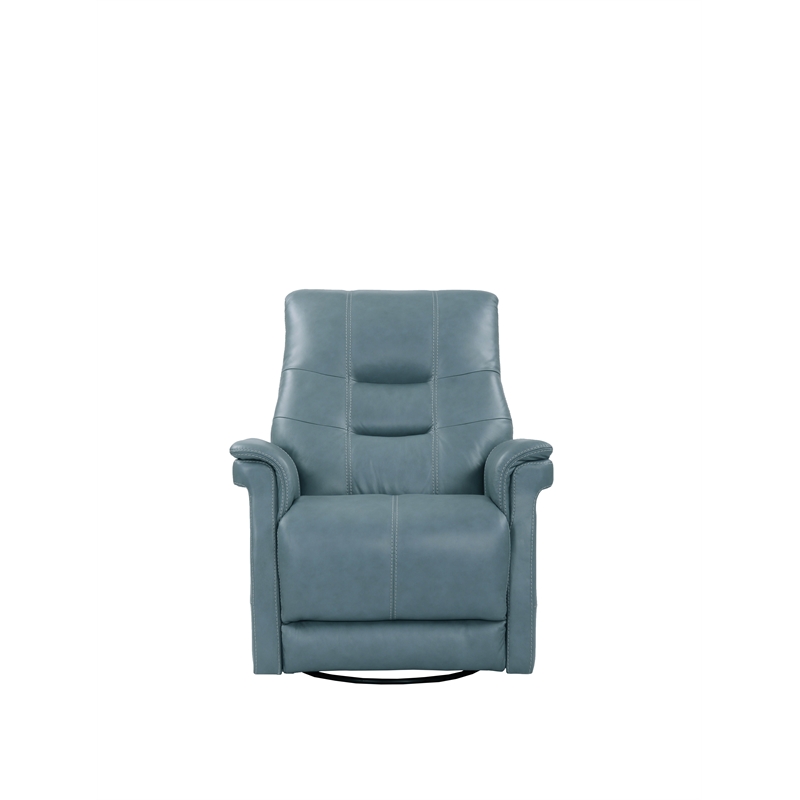 Kingfisher Lane Leather Cordless Power Swivel Glider Recliner in Blue
