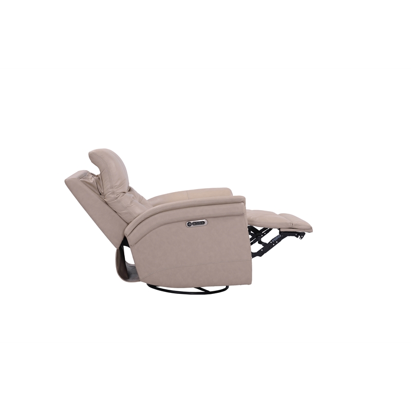 Kingfisher Lane Leather Cordless Power Swivel Glider Recliner in Pink