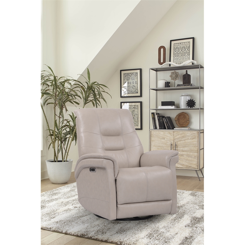 Kingfisher Lane Leather Cordless Power Swivel Glider Recliner in Pink