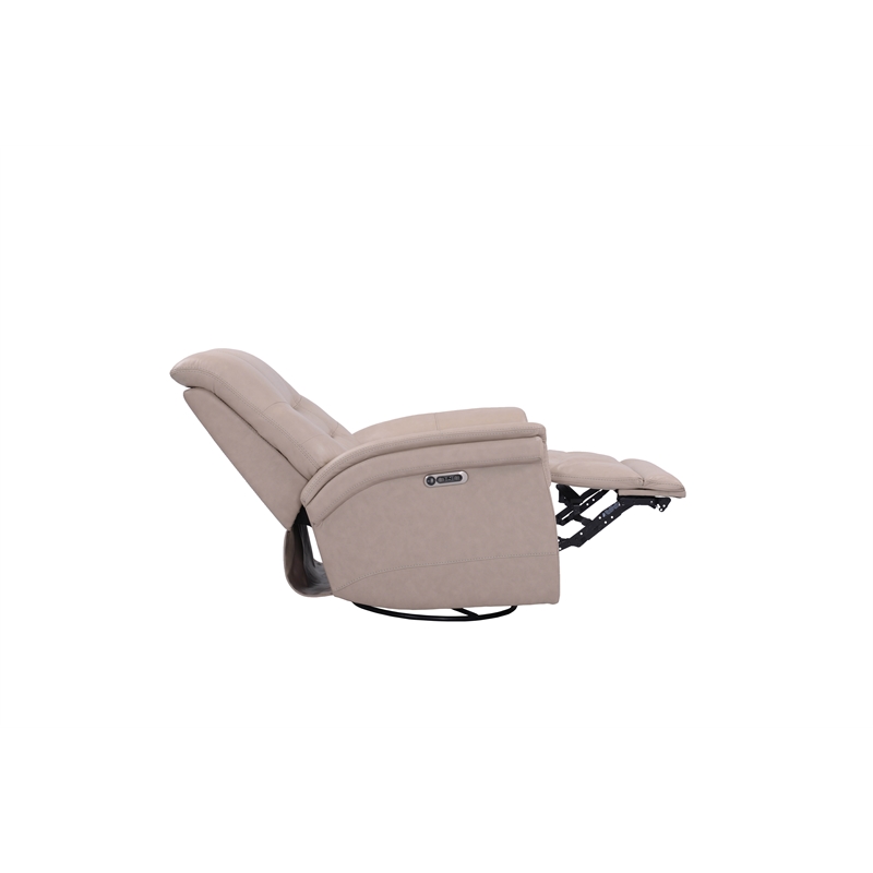 Kingfisher Lane Leather Cordless Power Swivel Glider Recliner in Pink