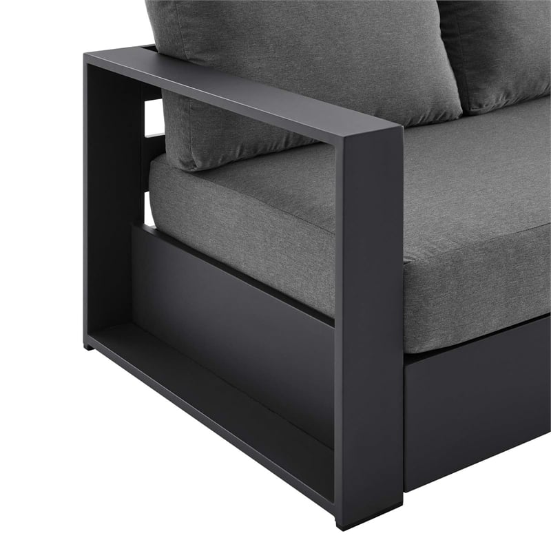 Kingfisher Lane Aluminum Outdoor Patio Sofa with Charcoal Gray Cushions