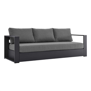 Kingfisher Lane Aluminum Outdoor Patio Sofa with Charcoal Gray Cushions