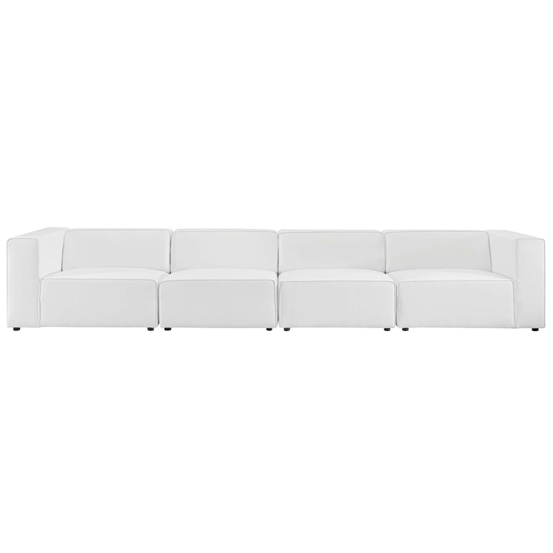 Kingfisher Lane 4-Piece Modular Faux Leather Sectional Sofa in White