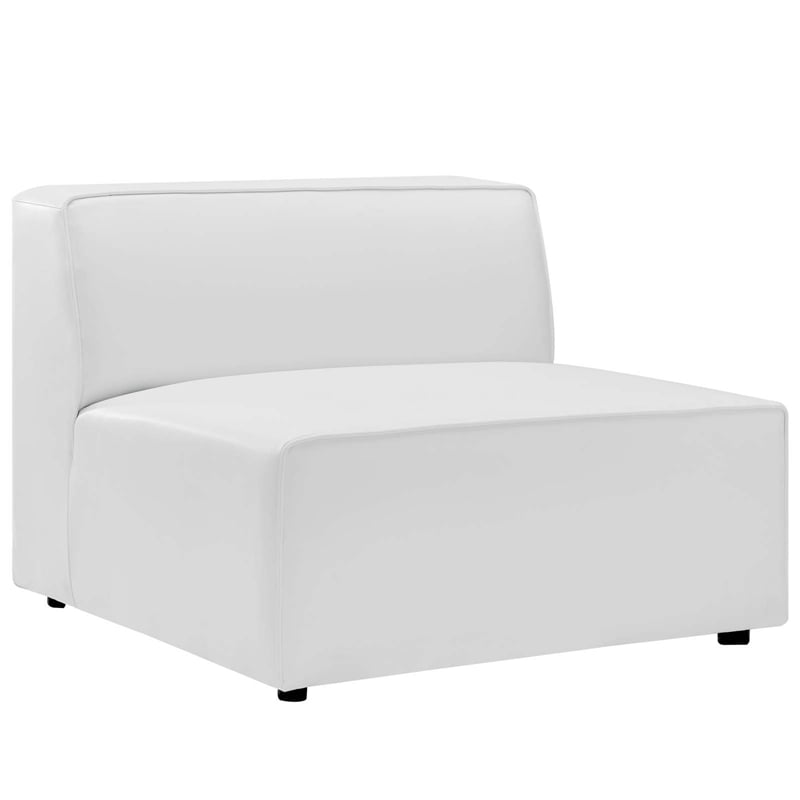 Kingfisher Lane 4-Piece Modular Faux Leather Sectional Sofa in White