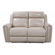Kingfisher Lane Genuine Leather Power Reclining Loveseat in Cream