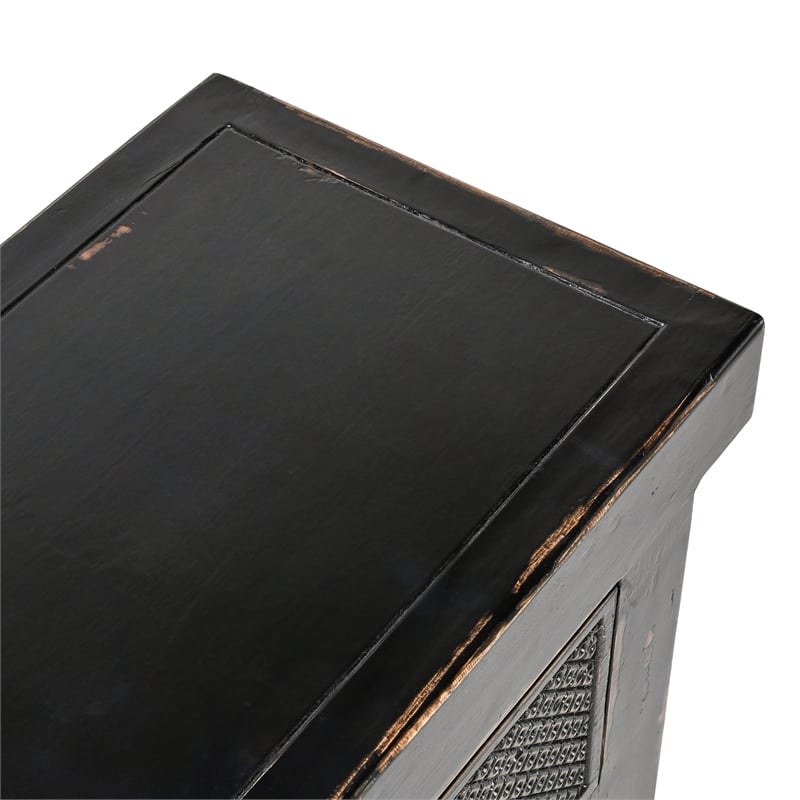 Kingfisher Lane 11-Drawer Reclaimed Pine Console Table in Black
