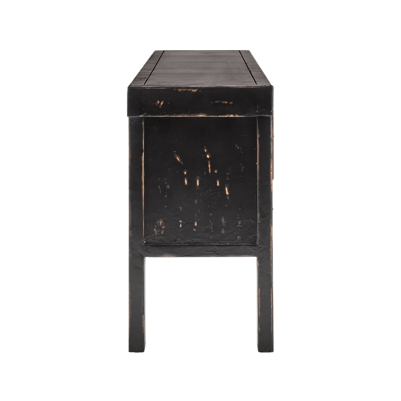 Kingfisher Lane 11-Drawer Reclaimed Pine Console Table in Black