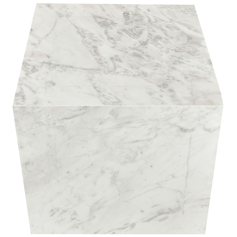 Kingfisher Lane Contemporary White Marble Cube End Table Art Deco Design